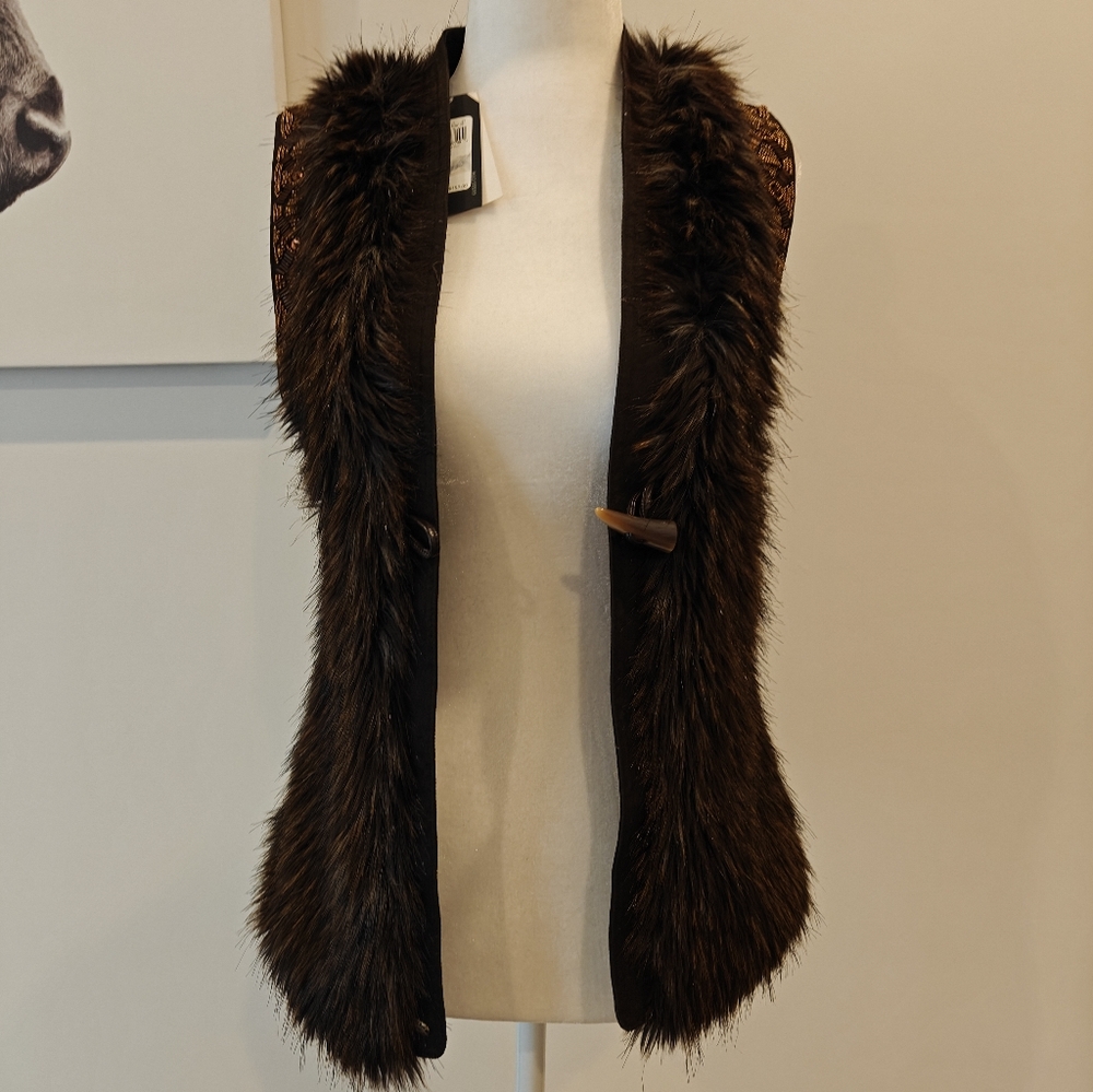 NWT Guess Faux Fur Beaded Vest